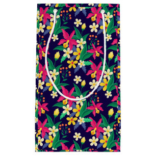 Sacola Para Presentes Pequena Flores Exóticas Coloridas Padrão Folhas-23021