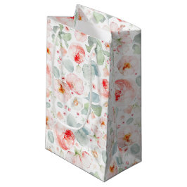 Sacola Para Presentes Pequena Flores Rosa Claro Elegantes Botânicas Fofas