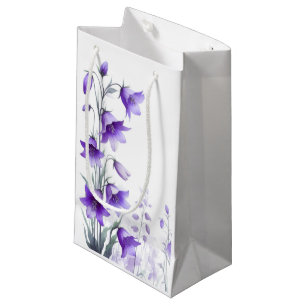 Sacola Para Presentes Pequena Flores Roxas Elegantes