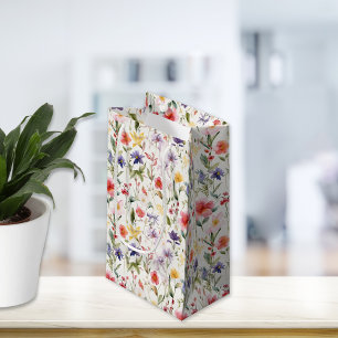Sacola Para Presentes Pequena Flores Silvestres Deliciosa Cor