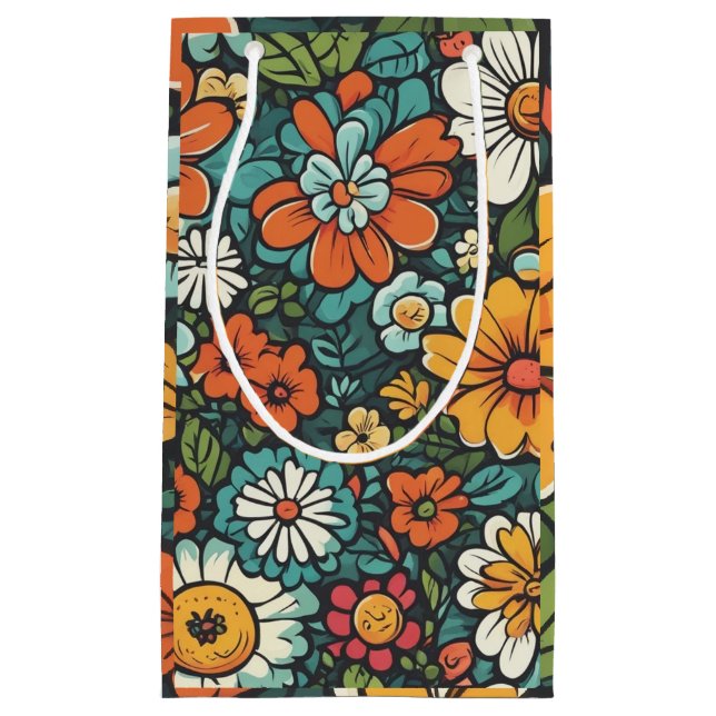 Sacola Para Presentes Pequena Flores Terrenas (Frente)