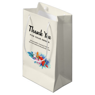 Sacola Para Presentes Pequena Flores Tropicais Exóticas Obrigado, Negócios