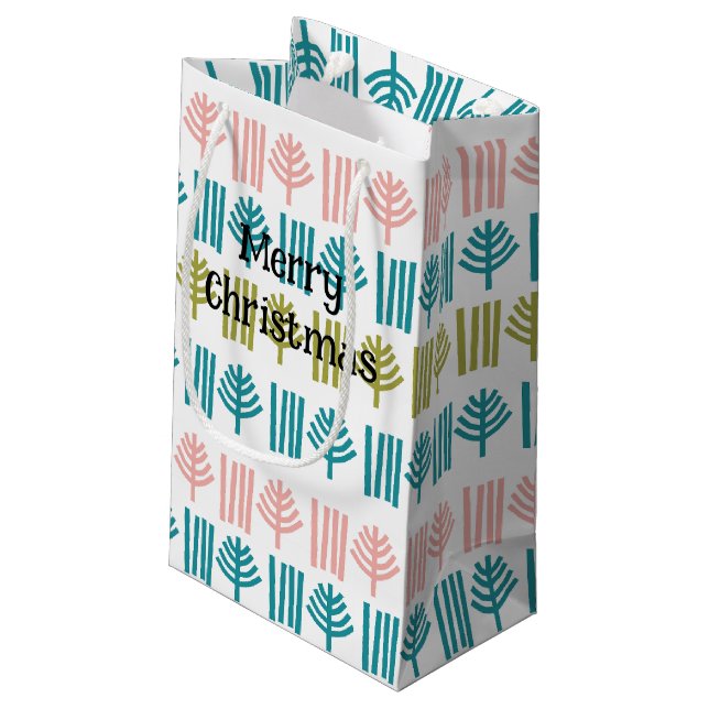 Sacola Para Presentes Pequena Floresta de Natal (Verso inclinado)