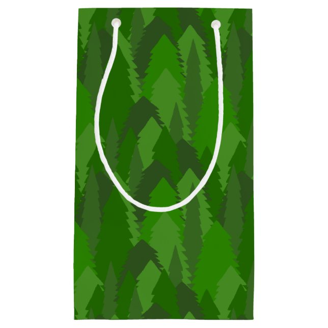 Sacola Para Presentes Pequena Floresta de Pinheiros (Frente)