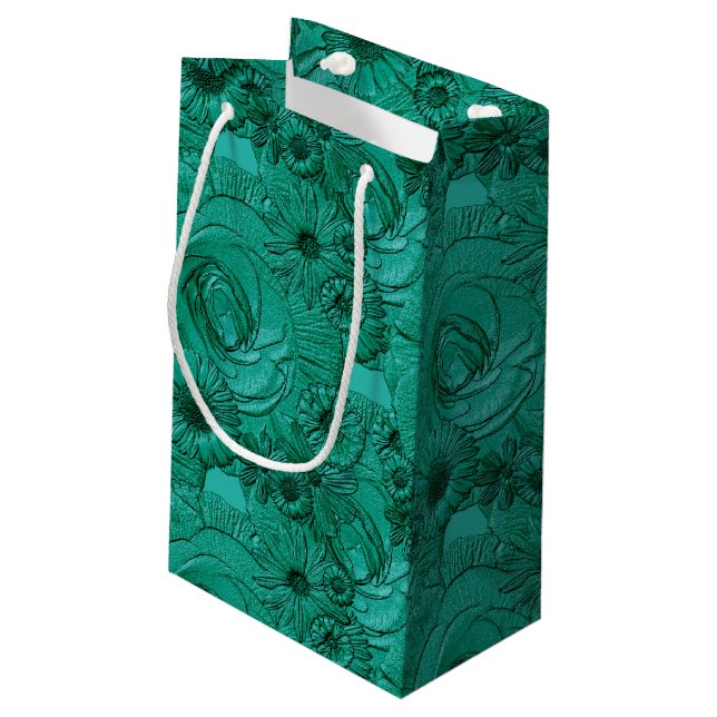Sacola Para Presentes Pequena Flowers-Jade Green-GIFT BAG S (Verso inclinado)
