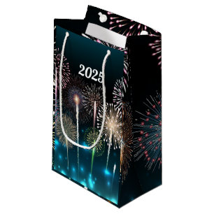 Sacola Para Presentes Pequena Fogos de Artifício Feliz Ano Novo 2025