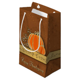 Sacola Para Presentes Pequena Folhas de Abóbora de Ação de Graças de Ouro Precio