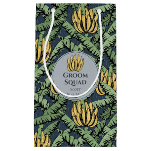 Sacola Para Presentes Pequena Folhas de Banana Esquadrão do Noivo Tropical Marin