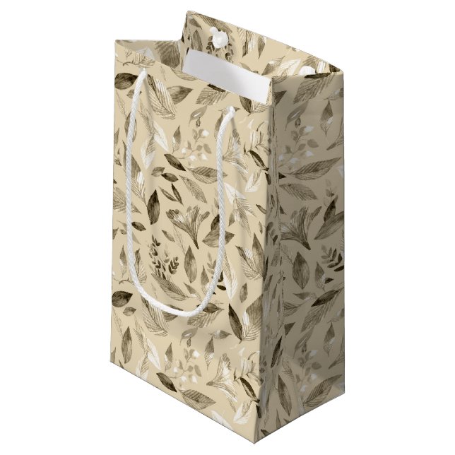 Sacola Para Presentes Pequena Folhas de cor aquosa 4 (Frente inclinada)