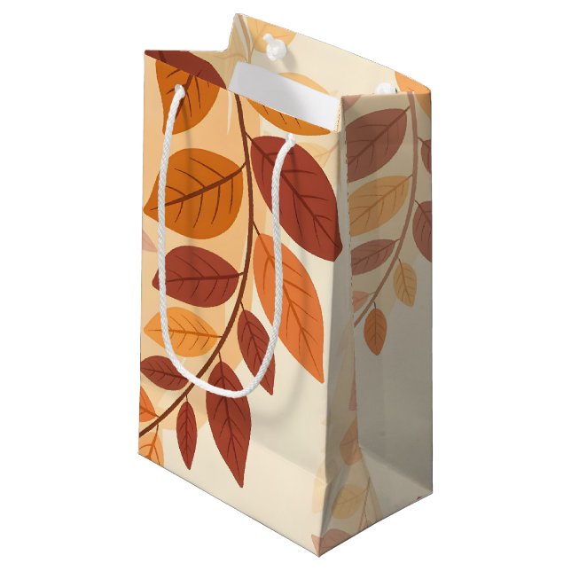 Sacola Para Presentes Pequena Folhas de Outono (Frente inclinada)