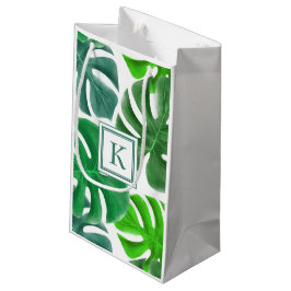 Sacola Para Presentes Pequena Folhas de Palmeira Botânicas Verde Monograma Moder