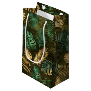 Sacola Para Presentes Pequena Folhas de Palmeiras Tropicais Amarelas Verdes da S