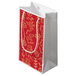 Sacola Para Presentes Pequena folhas padronizadas