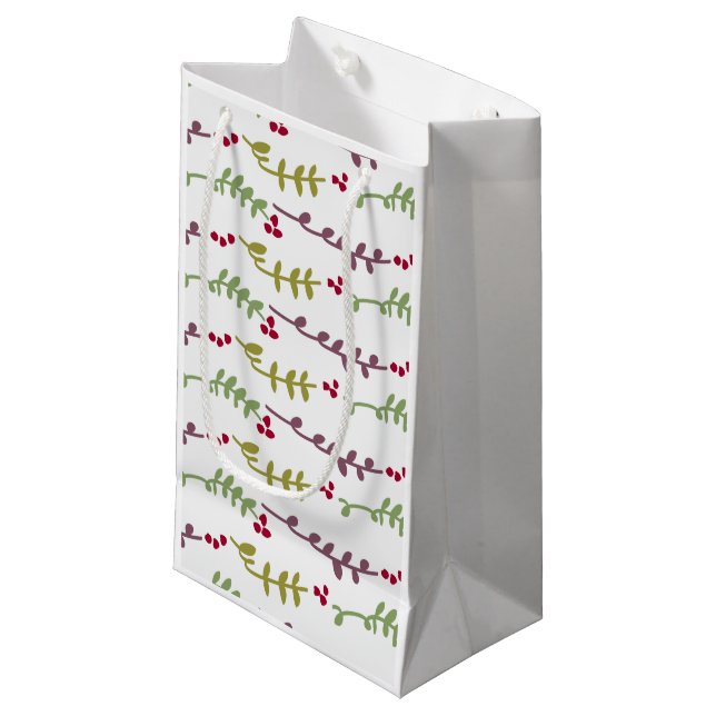 Sacola Para Presentes Pequena folhas padronizadas (Frente inclinada)