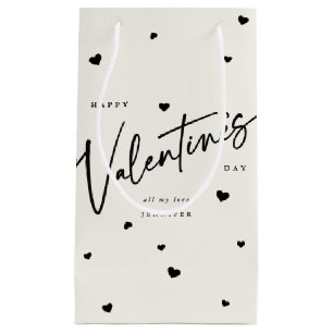Sacola Para Presentes Pequena Fonte de Script Elegante + Dia de os namorados de