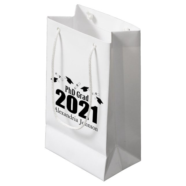 Sacola Para Presentes Pequena Formando PhD 2021 - Saco de Presente para Graduaçã (Frente inclinada)