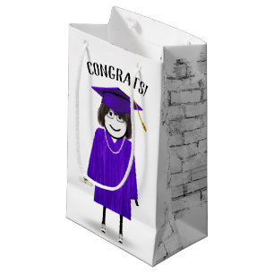Sacola Para Presentes Pequena Formando Stick Girl com Diploma