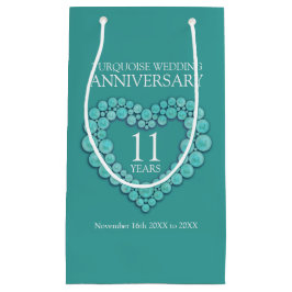 Sacola Para Presentes Pequena Foto do coração da turquesa do aniversário de casa