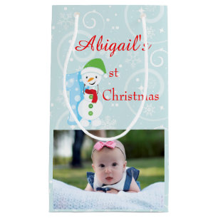 Sacola Para Presentes Pequena Foto do Natal do bebê ?a