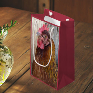 Sacola Para Presentes Pequena Foto Red Chicken Hen
