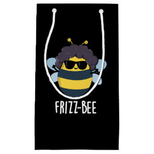 Sacola Para Presentes Pequena Frizz-Bee Engraçado Afro Bee Pun Dark BG