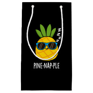 Sacola Para Presentes Pequena Fruta Encantada Engraçada Pine-Nap Pun Dark BG