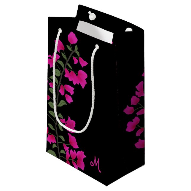 Sacola Para Presentes Pequena Fuchsia Pink Bougainvillea Monograma Gift Bag (Frente inclinada)