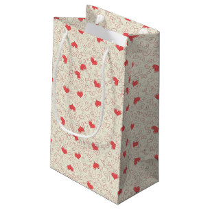 Sacola Para Presentes Pequena Fundo bonito dos corações
