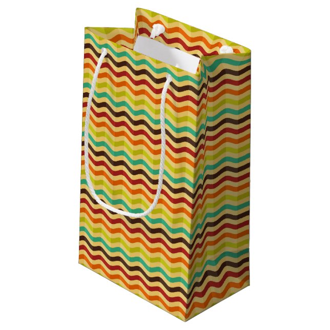 Sacola Para Presentes Pequena Fundo com as listras em 4 retros (Verso inclinado)