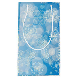 Sacola Para Presentes Pequena Fundo de floco de neve