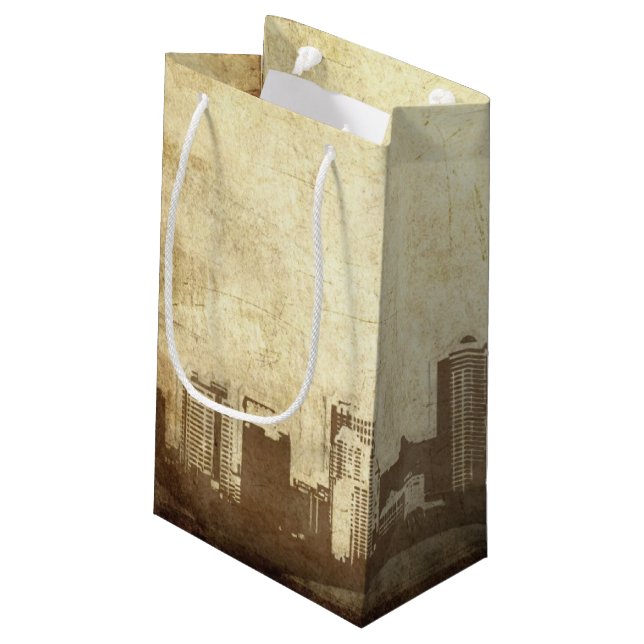 Sacola Para Presentes Pequena Fundo sujo da cidade (Verso inclinado)