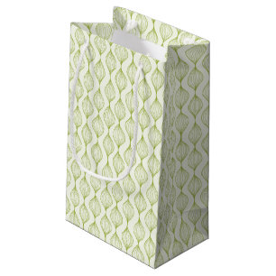 Sacola Para Presentes Pequena Fundo vertical verde do teste padrão do ogee