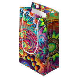 Sacola Para Presentes Pequena Funky Retro Pattern Abstrato Bohemian