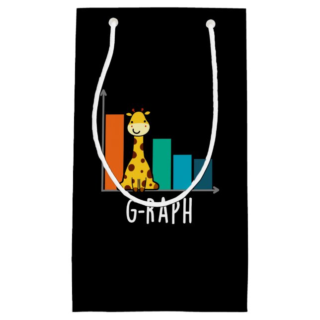 Sacola Para Presentes Pequena G-raph Funny Giraffe Graph Pun Dark BG (Frente)