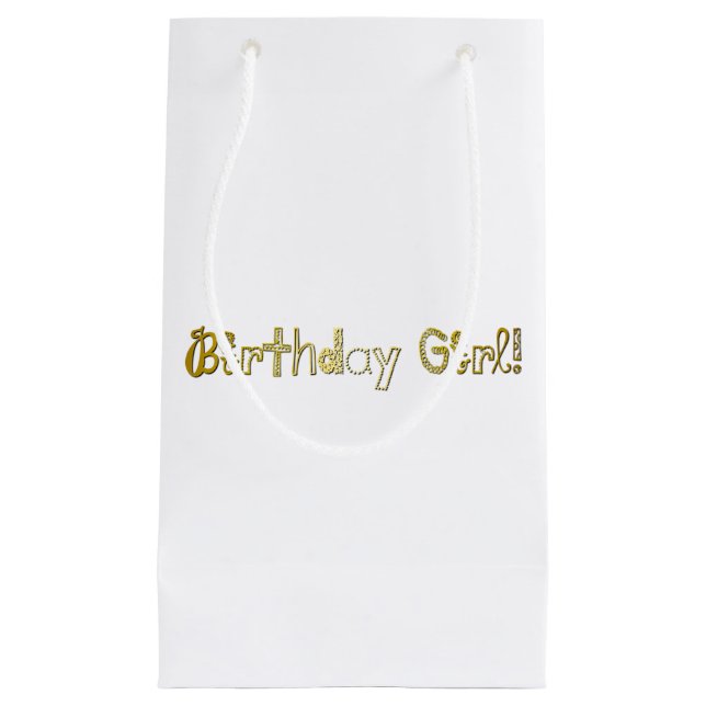 Sacola Para Presentes Pequena Garota de aniversário! (Frente)