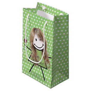Sacola Para Presentes Pequena Garota Vencendo De Aniversário Nas Bolinhas