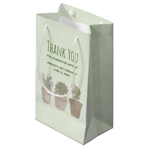 Sacola Para Presentes Pequena Garotas Cactus Bonitas Vestindo Joias Obrigado