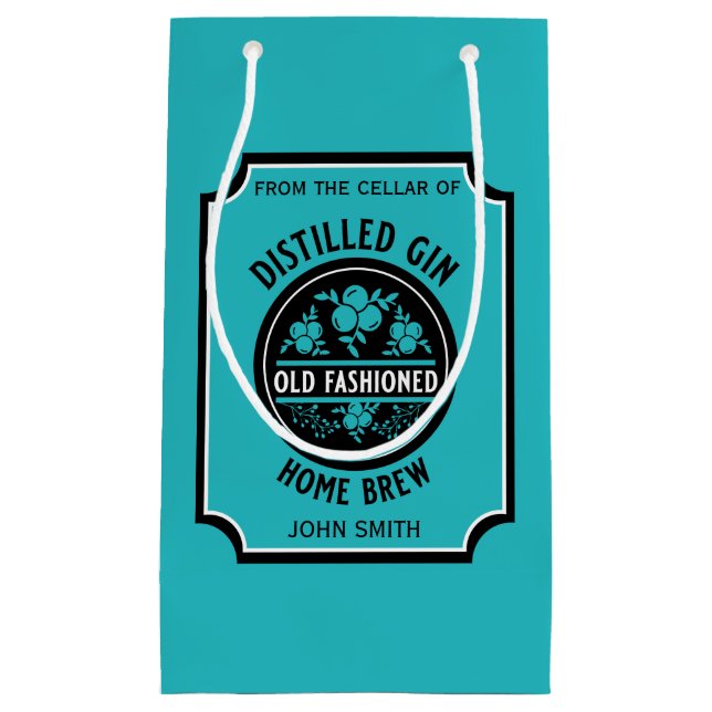 Sacola Para Presentes Pequena Garrafa de Gin Personalizada (Frente)