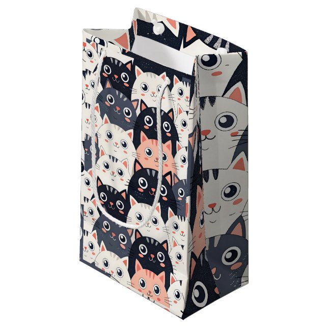 Sacola Para Presentes Pequena Gatinho Kaleidoscópio (Frente inclinada)