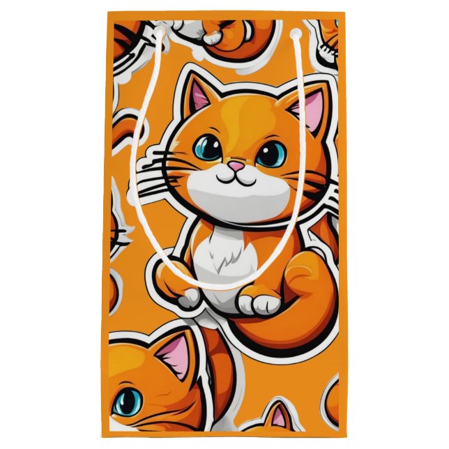 Sacola Para Presentes Pequena Gatinho Laranja Purdy (Frente)