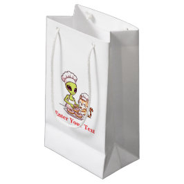 Sacola Para Presentes Pequena Gato Chef Alien Donut Design Kawaii