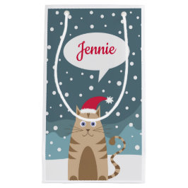Sacola Para Presentes Pequena Gato conhecido personalizado do papai noel dos