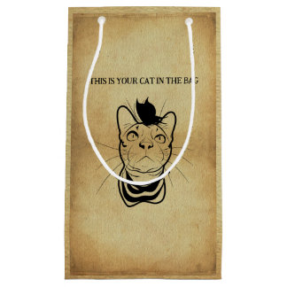 Sacola Para Presentes Pequena Gato Engraçado De Arte Na Bag Personalizado