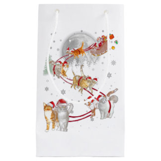 Sacola Para Presentes Pequena Gato Gatinho Dormir Natal Desorto Natal Xmas Neve