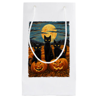 Sacola Para Presentes Pequena Gato Negro Halloween Gata Amada Noite Estrelada Ga