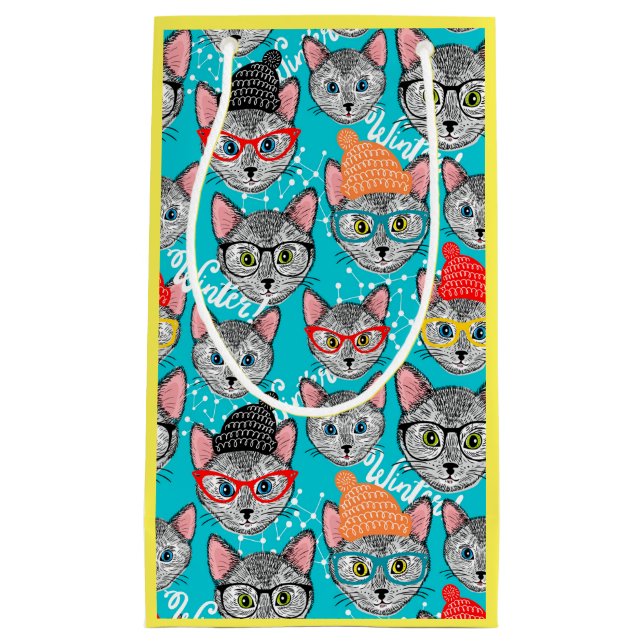 Sacola Para Presentes Pequena Gato no chapéu (Frente)