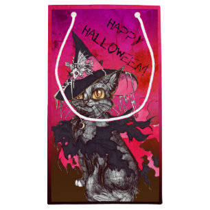 Sacola Para Presentes Pequena Gato o Dia das Bruxas feliz da bruxa