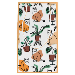 Sacola Para Presentes Pequena Gatos e flores para desenho de linhagens