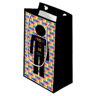 Sacola Para Presentes Pequena Gay LGBTQ Homem Silhuette e Rainbow Men