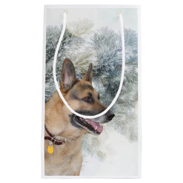 Sacola Para Presentes Pequena German shepherd Natal (Frente)